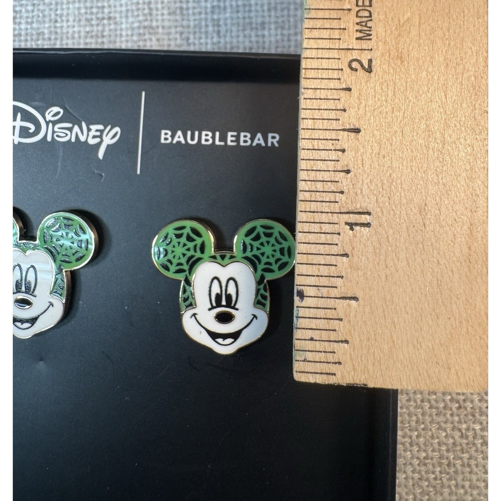 NEW Disney Baublebar Halloween Spiderweb Mickey Glow in the Dark Post Earrings - Picture 3 of 6
